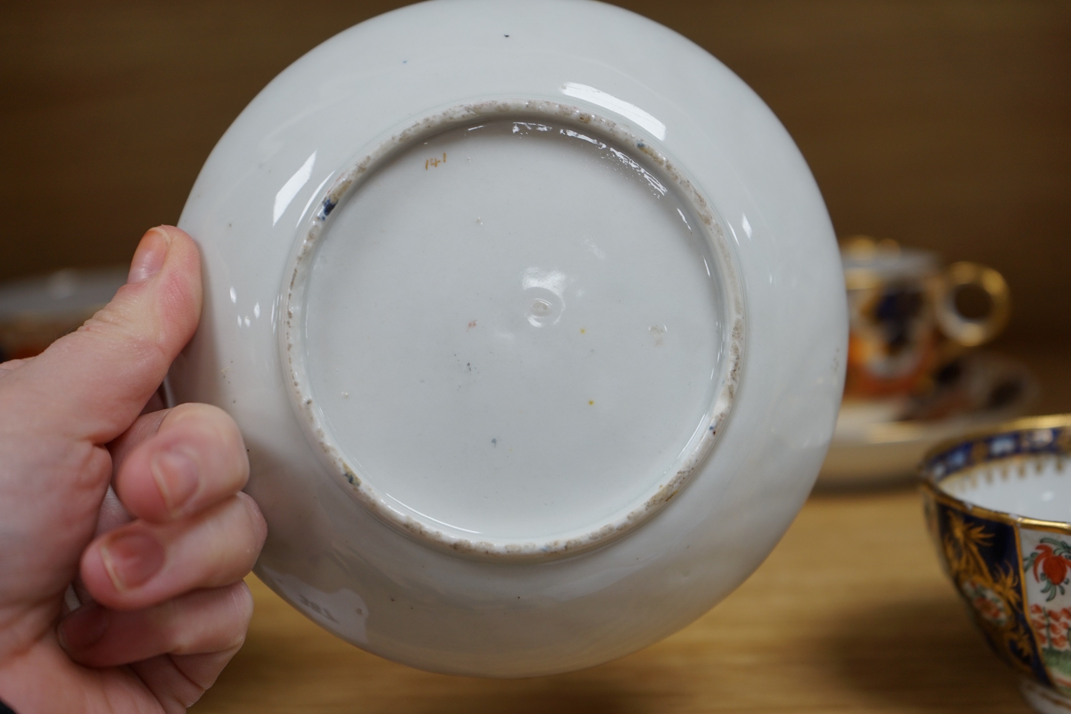 A selection of various English porcelain tea cups and saucers, to include Barr Flight Barr